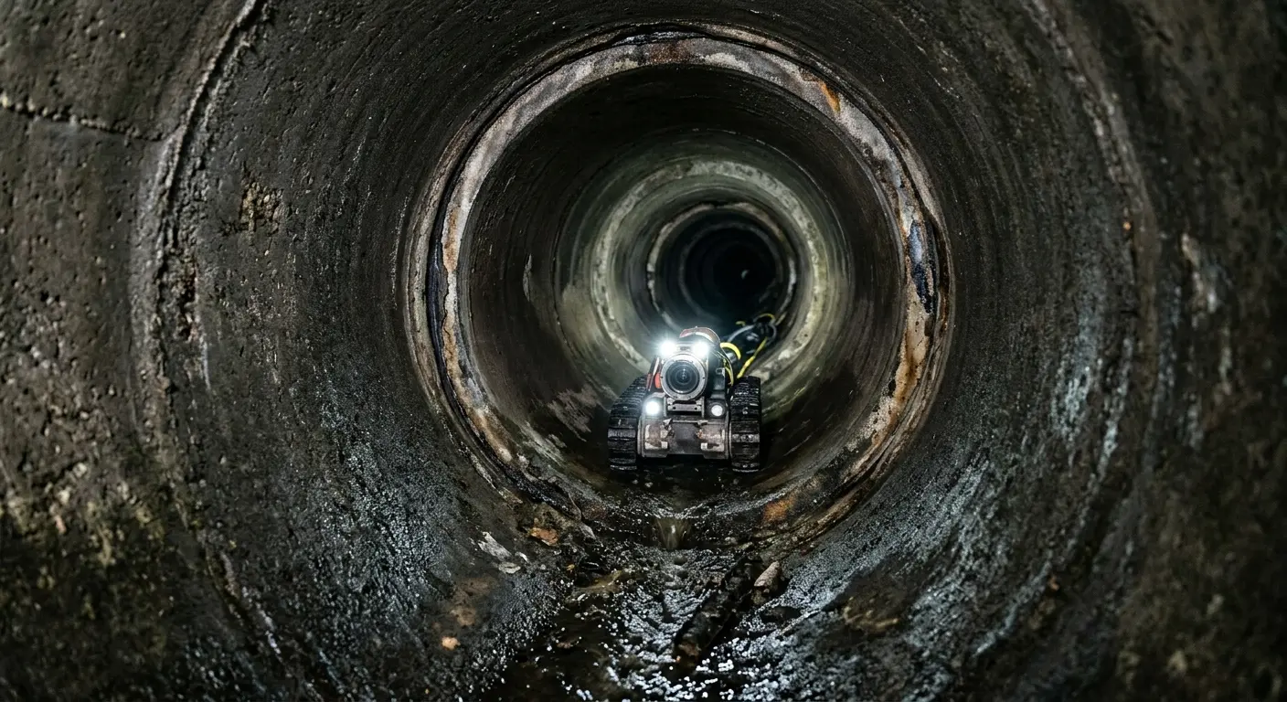 Robotic sewer camera inspecting pipe interior for Sewer Line Repair in Paris